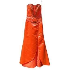 kiss kiss formal dresses Red Strapless Mermaid Satin Long Prom Dresses with Beading, Purple / 00 main image 1